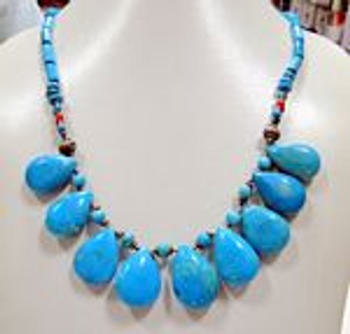 343ct Turquoise gemstone drops strand necklace