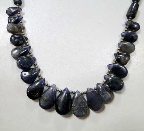 vintage sterling silver iolite gemstone strand necklace