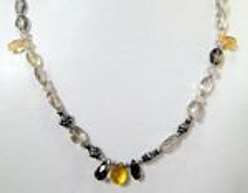 138 ct Faceted Multi gemstone  with silver beads necklace