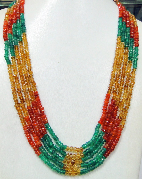 Carnelian green topaz Citrine multi gemstones necklace strands