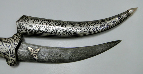 Damascus steel  blade Knife dagger pure silver wire work LETTER OPENER XMAS ITEM 7496