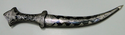 Damascus steel  blade Knife dagger pure silver wire work LETTER OPENER XMAS ITEM