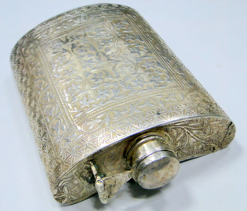 Vintage solid  Silver hip Bottle Flask