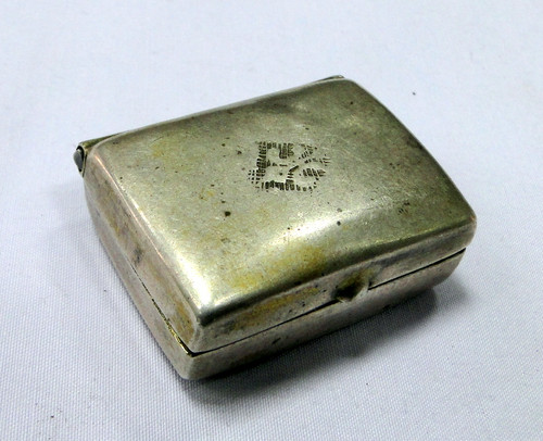 antique sterling solid silver hinge box snuff box pill box