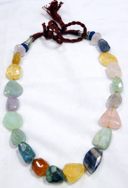 Gemstone Tumble silver  strand necklace jewelry Amethyst Rose Quartz Citrine