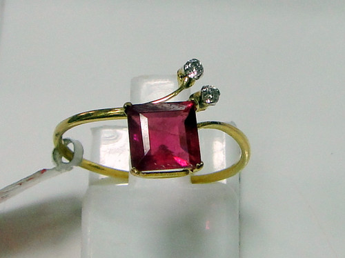 14 K solid gold Diamond Rubelite ring jewelry