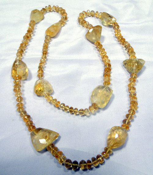 Natural Citrine gemstone strand necklace -10060