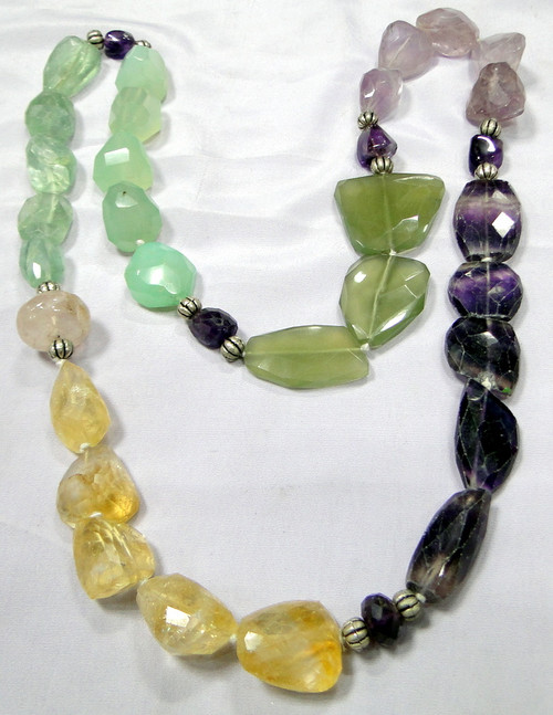 Natural Forite Rose quartz Amethyst Citrine gemstone strand necklace -10068