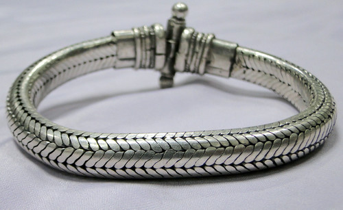 Ethnic Design silver rope chain half round bracelet jewelry-11105