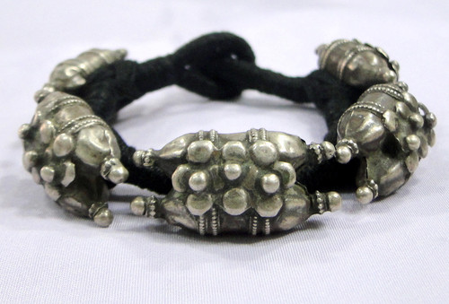 Vintage silver bracelet ethnic tribal old silver beads bracelet cuff jewelry -11396