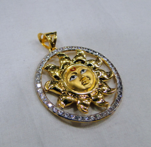 Sun pendant 22 K gold large sun pendant -10