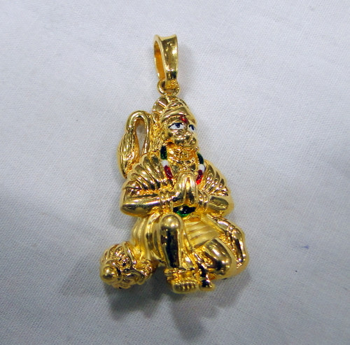 Hanuman pendant 22 K gold Lord Hanuman pendant -11
