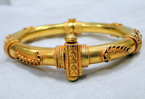 gold bangle bracelet 22 k gold vintage handmade jewelry 11900
