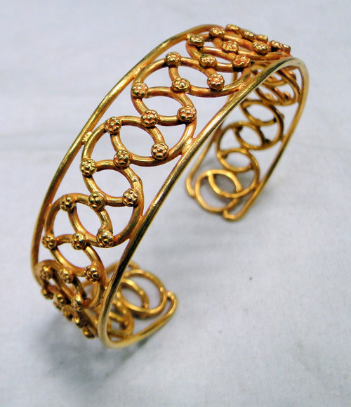 gold bangle bracelet cuff 22 k gold vintage handmade jewelry 11901