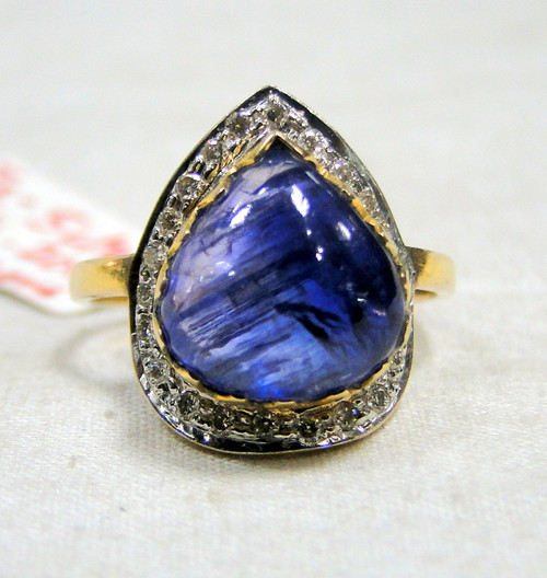 Gold Tanzanite Diamond Ring 14K Handmade fine jewelry engagement wedding