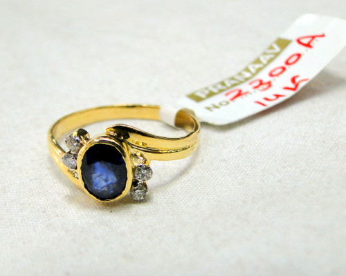 Gold Blue Sapphire Diamond Ring 14K Handmade fine jewelry engagement wedding Blue 493-47