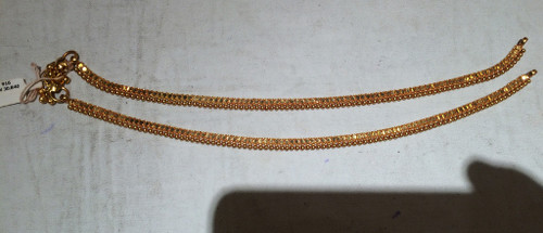 Gold Anklet 22K Handmade ankle bracelet chain pair fine jewelry 495-025