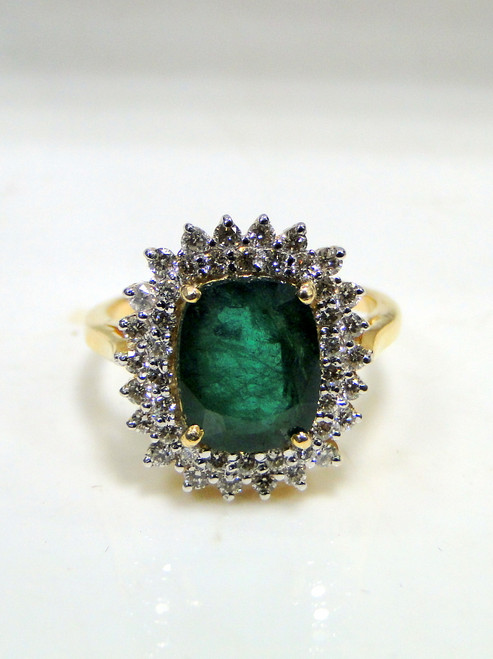 18K Gold Natural Emerald Diamond Ring Engagement 25