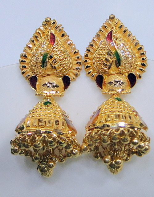 22K Gold Earrings fine chandelier jewelry 12061