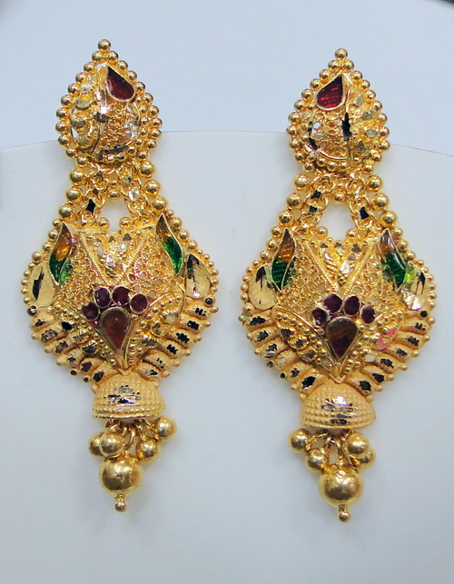 22K Gold Earrings fine chandelier jewelry 12062