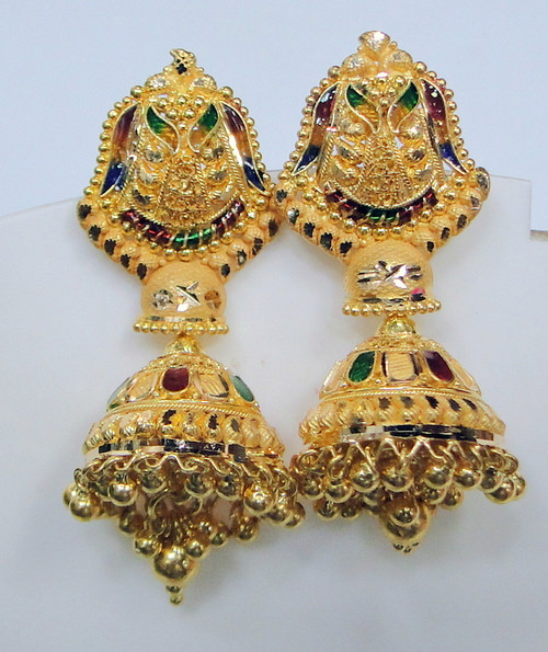 22K Gold Earrings fine chandelier jewelry 12063