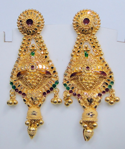 22K Gold Earrings fine chandelier jewelry 12072