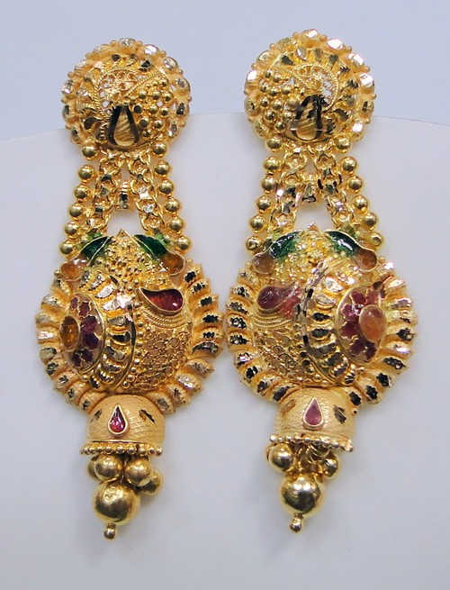 22K Gold Earrings fine chandelier jewelry 12077