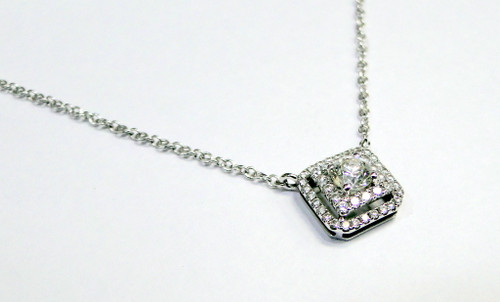 Diamond Necklace Pendant 18k White Gold Jewelry 13047