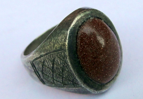 Vintage Antique Silver Sun Gemstone Ring