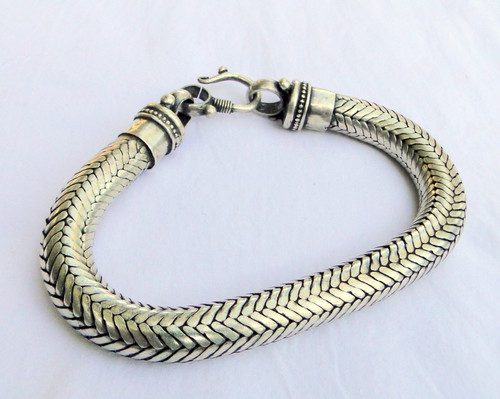 Sterling Silver Long Mens Snake Rope Chain Thick Heavy Bracelet  Round