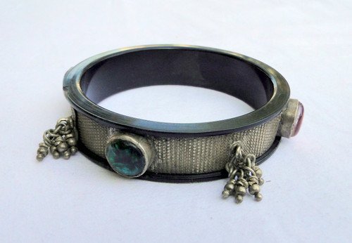 Ethnic Tribal old Silver Bangle Bracelet Rajasthan India Dance jewelry