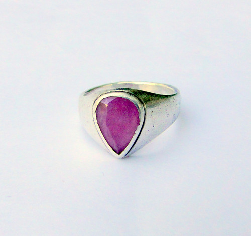 Vintage Sterling Silver Pear Natural Ruby  Gemstone Ring, from Rajasthan, India, jewellery from Rajasthan, indian ring, ethnic ring