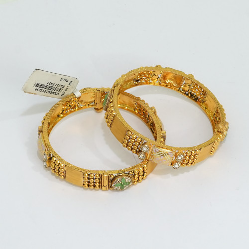 22 K Solid Gold Bangles Pair Fine Handmade Jewelry Hallmarked -176
