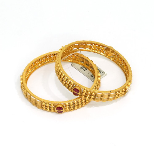 22 K Solid Gold Bangles Pair Fine Handmade Jewelry Hallmarked -177