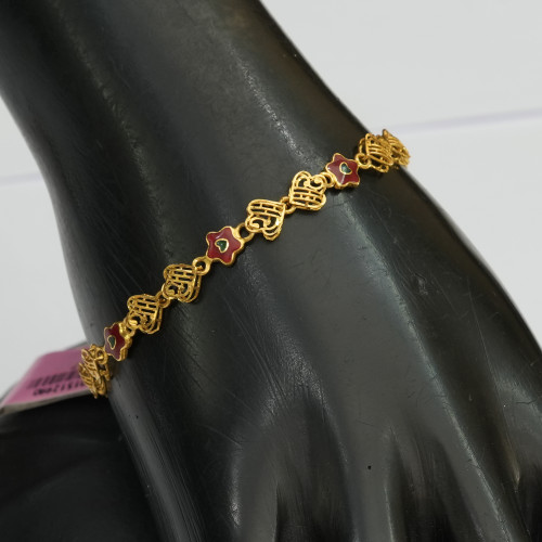 22K Solid Gold Link Floral Bracelet Hallmarked Fine Jewelry-226