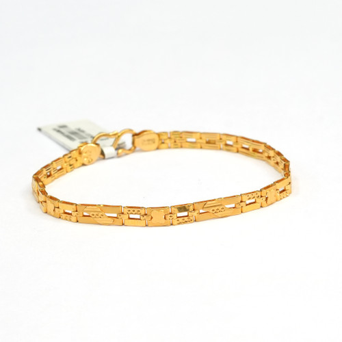 22K Solid Gold Link Floral Bracelet Hallmarked Fine Jewelry-228