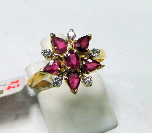 Diamond & Ruby 14 cts solid gold ring jewelry