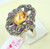 VICTORIAN DIAMOND CITRINE 14 CT GOLD & STERLING SILVER RING