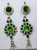 vintage ethnic tribal old sterling silver earring pair dangle long green  kundan
