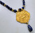 antique 22 K gold pendant necklace with Lapis & gold beads Krishna