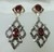 Victorian Diamond Ruby Gold silver Earrings Chandelier dangles 7785