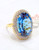 14 K gold Diamond Blue topaz large ring-454-1