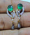14 K solid gold Diamond Green Onyx earrings studs jewelry