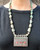 Ethnic Tribal Old Silver Green Onyx Gemstone Beads Amulet Pendant Necklace 13254