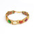 18K Solid Gold Navratna gemstone Kundan Meena work Fine Bracelet Cuff Wedding Jewelry-236