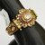 18K Solid Gold Diamond Kundan Meena work Fine Cuff Bangles Bracelet pair Wedding Jewelry-238