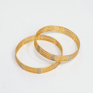 916 Hallmarked Gold Bangles Pair Fine Handmade Jewelry -188