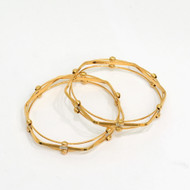 916 Hallmarked Gold Bangles Pair Fine Handmade Jewelry -189