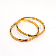 916 Hallmarked Gold Bangles Pair Fine Handmade Jewelry -193