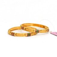 Hallmarked Gold Bangles Pair Fine Handmade Jewelry -196